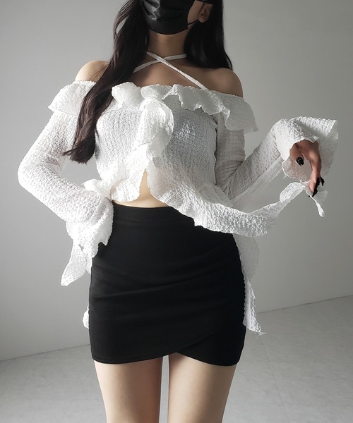me+em select(ミームセレクト)の「【 2color / インパン裏地付 】サイドタックギャザータイトミニスカート /side tuck gather tight mini skirt(スカート・レディース・ブラック/グレー・LARGE/MEDIUM/SMALL)」の19枚目の写真