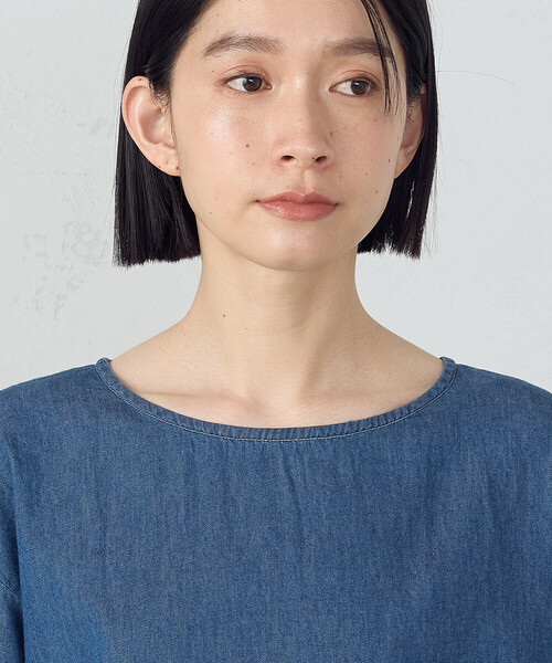 ONIGIRI(オニギリ)の「デイリーリラックスワンピース デニム(ワンピース・レディース・ネイビー/サックスブルー・MEDIUM)」の12枚目の写真