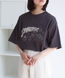 【Tom & Jerry/トム & ジェリー】×【CONVERSE/コンバース】 コラボプリント ヴィンテージライク オーバーサイズ 半袖Tシャツ