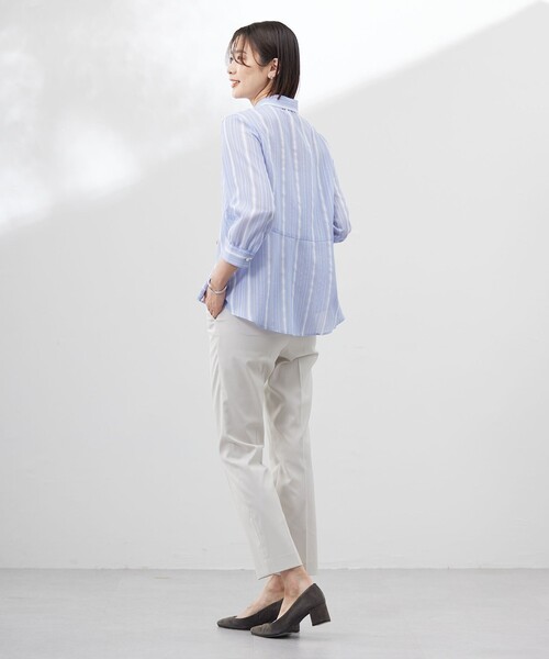 J.PRESS Ladies(J.プレス レディス)の「【洗える】SHEERストライプ ペプラム シャツ ブラウス(シャツ/ブラウス・レディース・ホワイト系1/サックスブルー系1・XS)」の8枚目の写真
