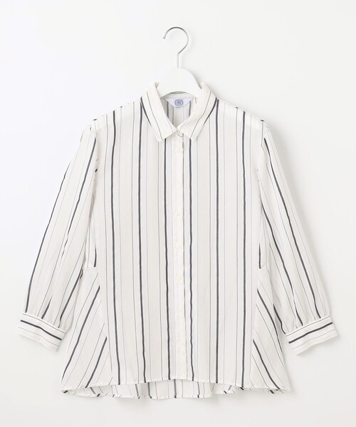 J.PRESS Ladies(J.プレス レディス)の「【洗える】SHEERストライプ ペプラム シャツ ブラウス(シャツ/ブラウス・レディース・ホワイト系1/サックスブルー系1・XS)」の10枚目の写真