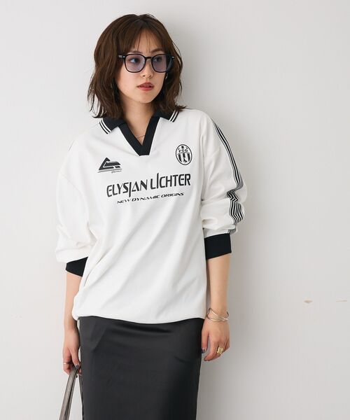 CRAFT STANDARD BOUTIQUE(クラフトスタンダードブティック)の「接触冷感/UVカット/速乾性 ハニカムメッシュ襟ゲームシャツ【ユニセックス】(Tシャツ/カットソー・レディース・ブラック/オフホワイト・S/M/L)」の4枚目の写真