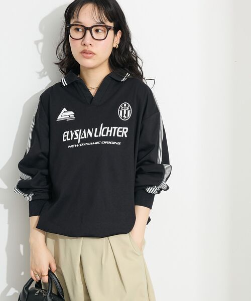 CRAFT STANDARD BOUTIQUE(クラフトスタンダードブティック)の「接触冷感/UVカット/速乾性 ハニカムメッシュ襟ゲームシャツ【ユニセックス】(Tシャツ/カットソー・レディース・ブラック/オフホワイト・S/M/L)」の10枚目の写真