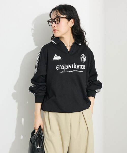 CRAFT STANDARD BOUTIQUE(クラフトスタンダードブティック)の「接触冷感/UVカット/速乾性 ハニカムメッシュ襟ゲームシャツ【ユニセックス】(Tシャツ/カットソー・レディース・ブラック/オフホワイト・S/M/L)」の11枚目の写真