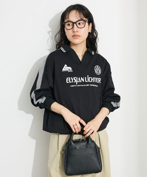 CRAFT STANDARD BOUTIQUE(クラフトスタンダードブティック)の「接触冷感/UVカット/速乾性 ハニカムメッシュ襟ゲームシャツ【ユニセックス】(Tシャツ/カットソー・レディース・ブラック/オフホワイト・S/M/L)」の12枚目の写真