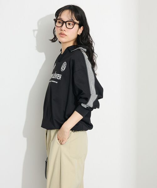 CRAFT STANDARD BOUTIQUE(クラフトスタンダードブティック)の「接触冷感/UVカット/速乾性 ハニカムメッシュ襟ゲームシャツ【ユニセックス】(Tシャツ/カットソー・レディース・ブラック/オフホワイト・S/M/L)」の13枚目の写真