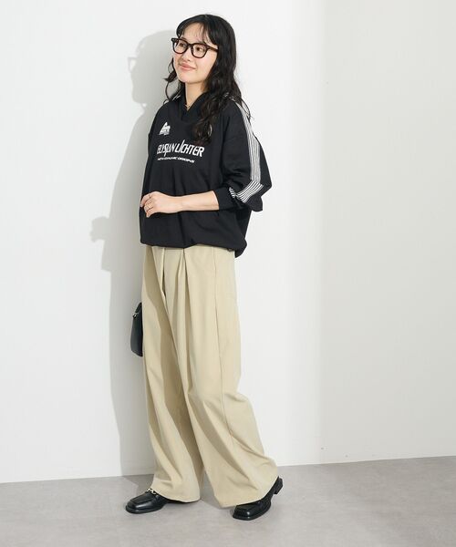 CRAFT STANDARD BOUTIQUE(クラフトスタンダードブティック)の「接触冷感/UVカット/速乾性 ハニカムメッシュ襟ゲームシャツ【ユニセックス】(Tシャツ/カットソー・レディース・ブラック/オフホワイト・S/M/L)」の16枚目の写真