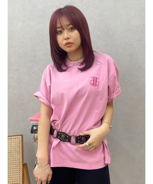 EVRIS（エヴリス）の「E emblemカラーTシャツ（Tシャツ/カットソー・レディース・ホワイト/ピンク/イエロー/ブラック/ブルー・FREE）」の16枚目の写真