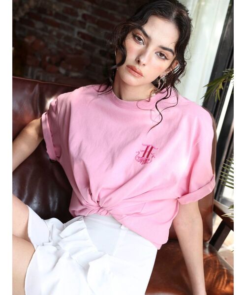 EVRIS（エヴリス）の「E emblemカラーTシャツ（Tシャツ/カットソー・レディース・ホワイト/ピンク/イエロー/ブラック/ブルー・FREE）」の6枚目の写真