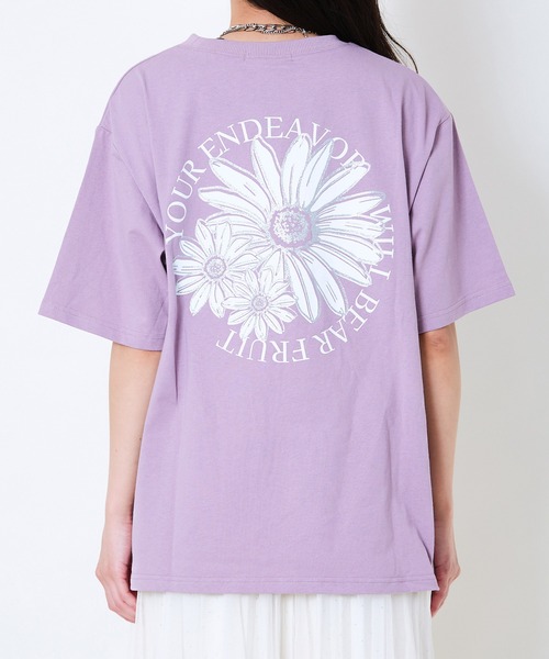 GORGE(ゴージ)の「《フラワーロゴ×ゆるシルエット》レディース 半袖Tシャツ 体型カバー 春夏秋(Tシャツ/カットソー・レディース・チャコール/オートミール/オフホワイト/パープル・F)」の17枚目の写真