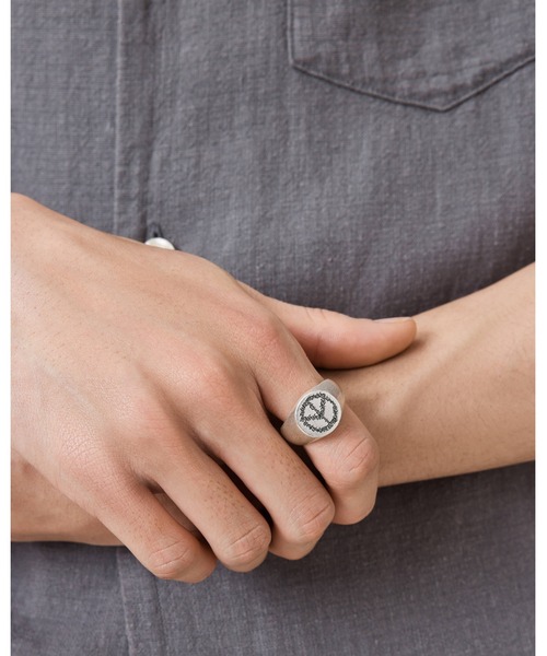 セール】LEON STERLING SILVER PEACE ENGRAVED RING | LEON