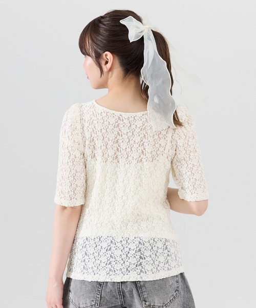 REDYAZEL 花柄トップス フラワーレース5分袖トップス（Tシャツ/カットソー）｜REDYAZEL