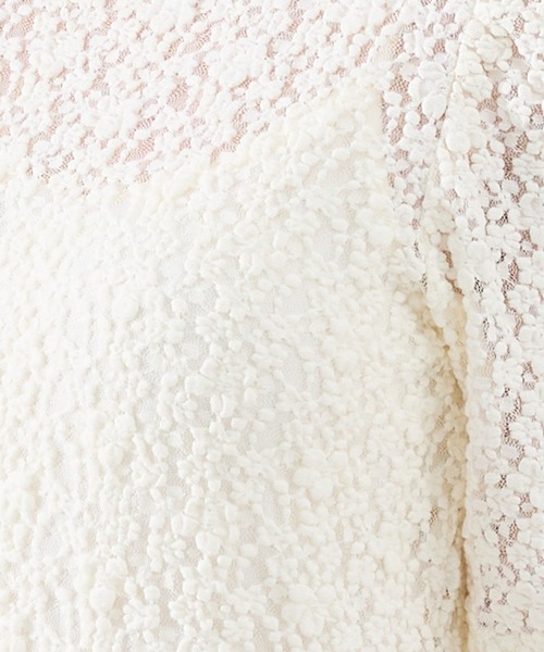 REDYAZEL（レディアゼル）の「フラワーレース5分袖トップス（Tシャツ/カットソー・レディース・ホワイト/ブラック/オフホワイト・FREE）」の12枚目の写真