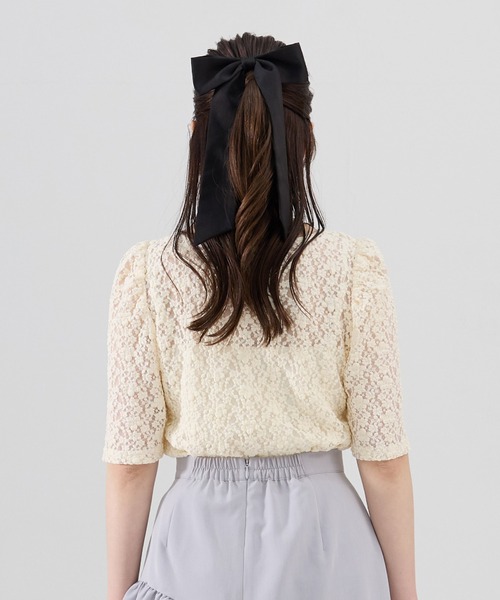 REDYAZEL（レディアゼル）の「フラワーレース5分袖トップス（Tシャツ/カットソー・レディース・ホワイト/ブラック/オフホワイト・FREE）」の15枚目の写真