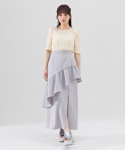 REDYAZEL（レディアゼル）の「フラワーレース5分袖トップス（Tシャツ/カットソー・レディース・ホワイト/ブラック/オフホワイト・FREE）」の16枚目の写真