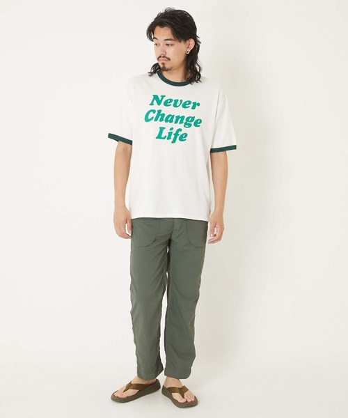 HOLLYWOOD RANCH MARKET(ハリウッドランチマーケット)の「ガーゼウラケ NEVER CHANGE リンガーTEE(Tシャツ/カットソー・メンズ・グリーン・X-SMALL/SMALL/MEDIUM/LARGE/X-LARGE)」の2枚目の写真