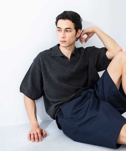 crepuscule（クレプスキュール）の「『別注』crepuscule×URBAN RESEARCH　Linen Skipper Polo（ニット/セーター・メンズ・ブラック系その他/グレー系その他・1/2）」の3枚目の写真