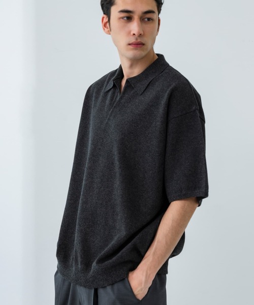 crepuscule　クレプスキュール　ポロシャツ　Black Moss Stitch Polo | crepuscule(クレプスキュール) / トップス