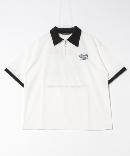 セール】《配色刺繍×ハーフZIP》レディース オーバーサイズT