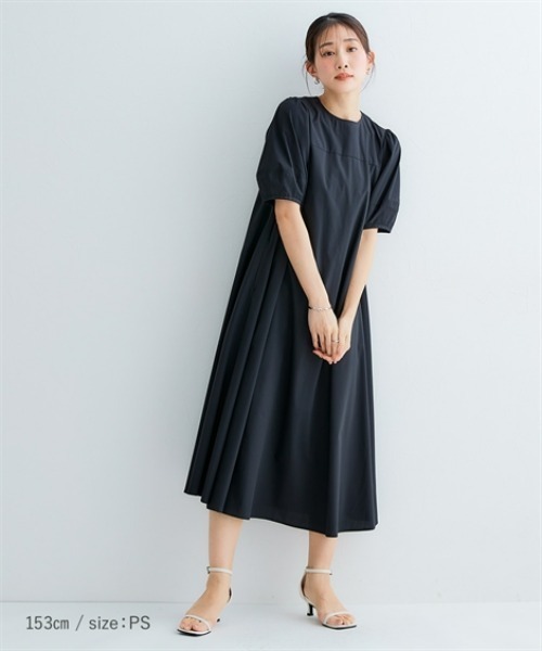 Petitjo（プッチージョ）の「小さいサイズ　袖ボリュームワンピース　低身長さん・小柄女性（ワンピース・レディース・カーキ/ブラック・PSS/PS/PM/PL）」の6枚目の写真