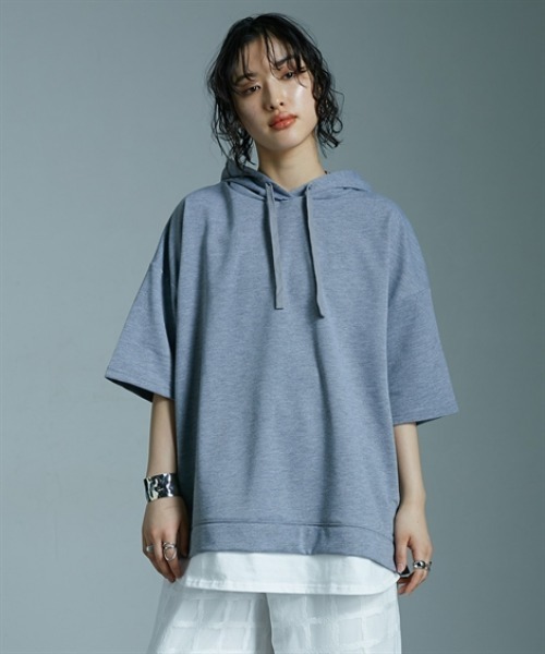 楽天市場】パーカー レディース 半袖 tシャツ 夏 ゆったり