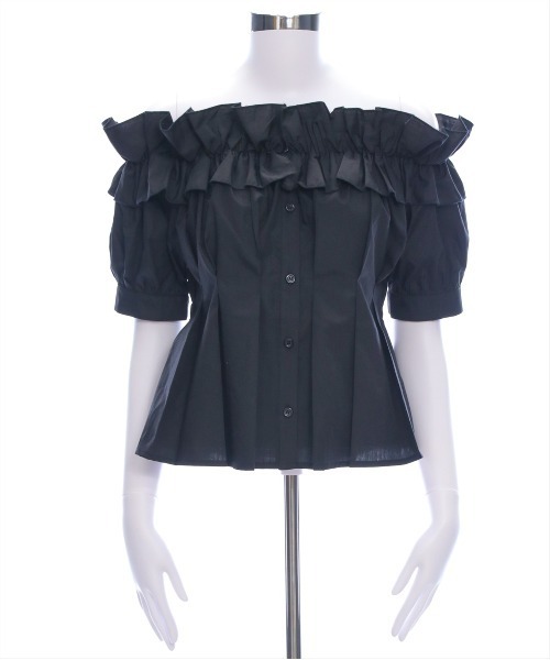 clear（クリア）の「フリルオフショルブラウス [着回し力抜群 大人 カジュアル 二の腕カバー 骨格ウェーブ]（シャツ/ブラウス・レディース・オフホワイト/ブラック/イエロー・F）」の6枚目の写真