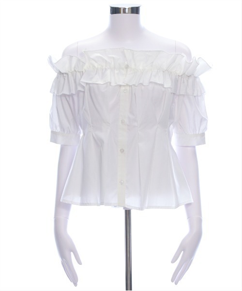 clear（クリア）の「フリルオフショルブラウス [着回し力抜群 大人 カジュアル 二の腕カバー 骨格ウェーブ]（シャツ/ブラウス・レディース・オフホワイト/ブラック/イエロー・F）」の5枚目の写真