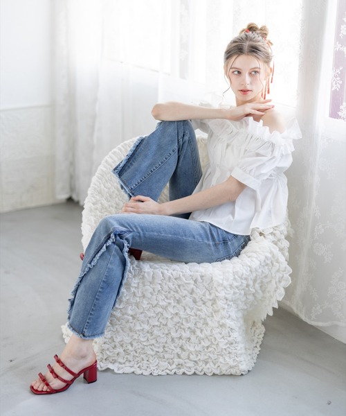 clear（クリア）の「フリルオフショルブラウス [着回し力抜群 大人 カジュアル 二の腕カバー 骨格ウェーブ]（シャツ/ブラウス・レディース・オフホワイト/ブラック/イエロー・F）」の20枚目の写真