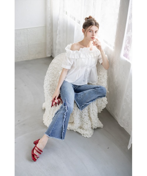 clear（クリア）の「フリルオフショルブラウス [着回し力抜群 大人 カジュアル 二の腕カバー 骨格ウェーブ]（シャツ/ブラウス・レディース・オフホワイト/ブラック/イエロー・F）」の21枚目の写真