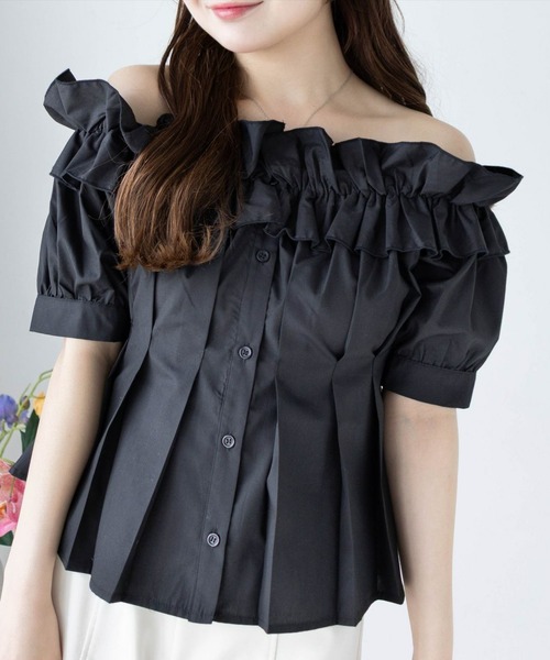 clear（クリア）の「フリルオフショルブラウス [着回し力抜群 大人 カジュアル 二の腕カバー 骨格ウェーブ]（シャツ/ブラウス・レディース・オフホワイト/ブラック/イエロー・F）」の19枚目の写真