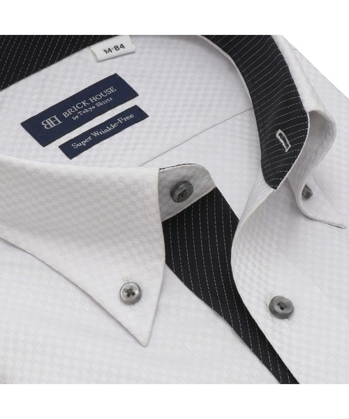 TOKYO SHIRTS（トウキョウシャツ）の「形態安定ノンアイロン ボタンダウン 長袖ビジネスワイシャツ（ビジネスシャツ・メンズ・グレー・首回り39cm-裄丈80cm/首回り39cm-裄丈84cm/首回り41cm-裄丈82cm/首回り41cm-裄丈86cm/首回り37cm-裄丈80cm/首回り37cm-裄丈84cm/首回り42cm-裄丈82cm/首回り42cm-裄丈86cm/首回り43cm-裄丈82cm/首回り43cm-裄丈86cm）」の2枚目の写真