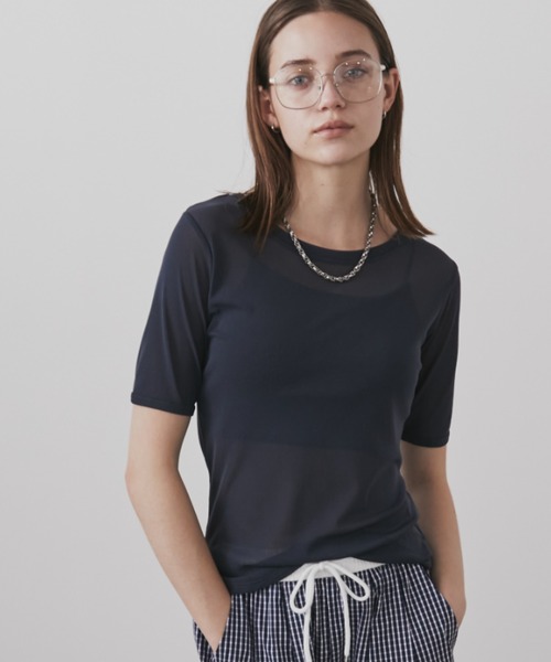 Auntie Rosa Holiday(アンティローザホリデー)の「パワーメッシュ半袖TEE(Tシャツ/カットソー・レディース・アイボリー/ブラック/ネイビー/ボルドー・FREE)」の3枚目の写真