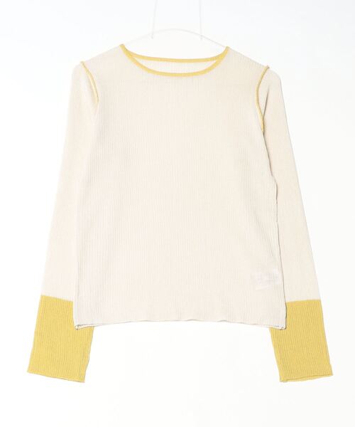 Per sist ence（パーシエンス）の「麻タッチバイカラーニットプルオーバー 配色リブニット／春ニット／細見えトップス（Tシャツ/カットソー・レディース・グレー/チャコールグレー/アイボリー・ONE SIZE）」の9枚目の写真