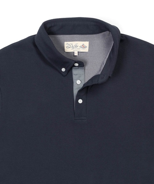 The DUFFER of ST.GEORGE（ザダファーオブセントジョージ）の「COOLFIBER PLATING SMART POLO：速乾・防シワ COOLFIBER 台衿付 ボタンダウン ビジカジ 綺麗目ポロシャツ（ポロシャツ・メンズ・ホワイト/ブラック/ネイビー/ブルー・SMALL/MEDIUM/LARGE/X-LARGE）」の19枚目の写真