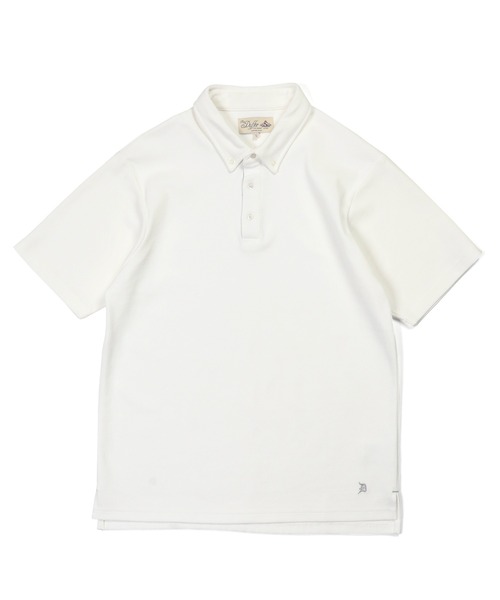 The DUFFER of ST.GEORGE（ザダファーオブセントジョージ）の「COOLFIBER PLATING SMART POLO：速乾・防シワ COOLFIBER 台衿付 ボタンダウン ビジカジ 綺麗目ポロシャツ（ポロシャツ・メンズ・ホワイト/ブラック/ネイビー/ブルー・SMALL/MEDIUM/LARGE/X-LARGE）」の15枚目の写真