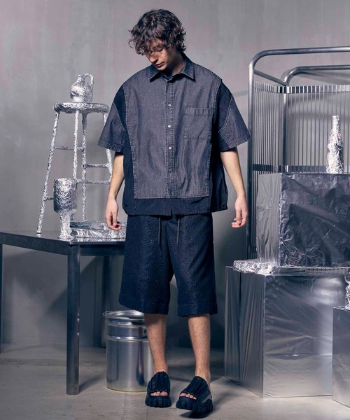 【美品】メゾンスペシャル レイヤリングショートスリーブシャツ ブラック 1 MAISON SPECIAL（メゾンスペシャル）の「《ユニセックスアイテム