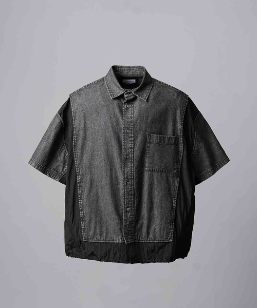 UNISEX》8oz Denim Prime-Over Layering Short Sleeve Shirt/8