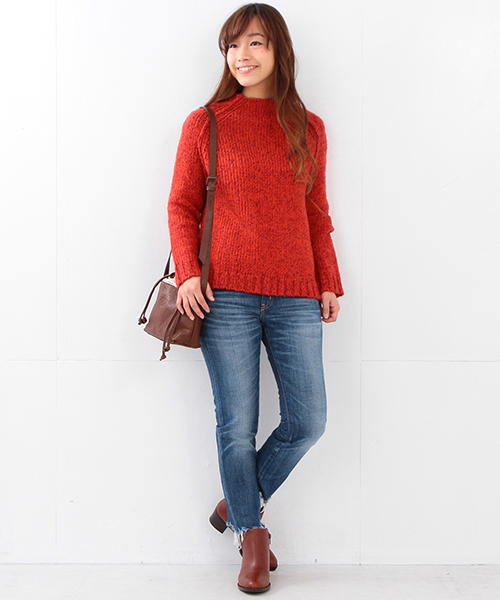 Ray BEAMS（レイビームス）の「Ray BEAMS / ミックスヤーン ボトルネック（ニット/セーター・レディース・オフホワイト/レッド/ネイビー・ONE SIZE）」の21枚目の写真