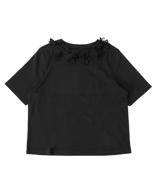 JILTU ribbon tee リボン Tシャツ black S AO2 tシャツ Side Drawstring Ribbon Tops / サイドドロスト
