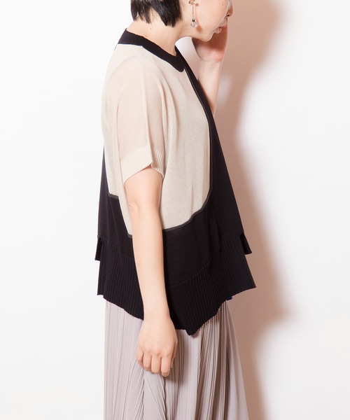 OSMOSIS（オズモーシス）の「ライン切替ニットプルオーバー（ニット/セーター・レディース・カーキ/ブルー/ベージュ・ONE SIZE）」の12枚目の写真