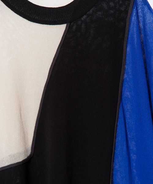 OSMOSIS（オズモーシス）の「ライン切替ニットプルオーバー（ニット/セーター・レディース・カーキ/ブルー/ベージュ・ONE SIZE）」の10枚目の写真