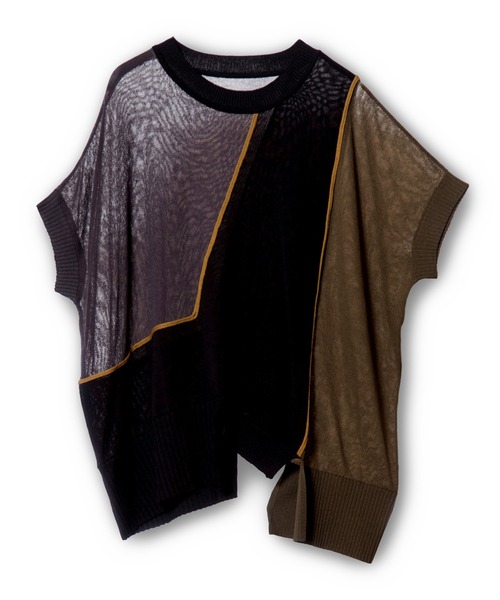 OSMOSIS（オズモーシス）の「ライン切替ニットプルオーバー（ニット/セーター・レディース・カーキ/ブルー/ベージュ・ONE SIZE）」の8枚目の写真