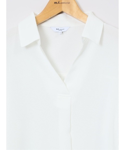 m.f.editorial（エムエフエディトリアル）の「【防シワ ウォッシャブル】m.f.エディトリアル レディース 吸水速乾 7分袖 スキッパー シャツワンピース（ワンピース・レディース・カーキ/ホワイト/ライトグリーン・MEDIUM/LARGE）」の5枚目の写真