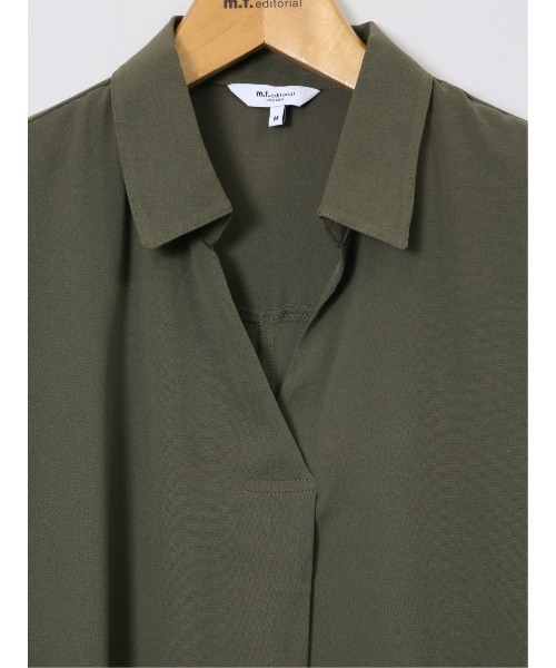 m.f.editorial（エムエフエディトリアル）の「【防シワ ウォッシャブル】m.f.エディトリアル レディース 吸水速乾 7分袖 スキッパー シャツワンピース（ワンピース・レディース・カーキ/ホワイト/ライトグリーン・MEDIUM/LARGE）」の10枚目の写真