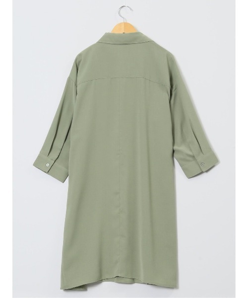 m.f.editorial（エムエフエディトリアル）の「【防シワ ウォッシャブル】m.f.エディトリアル レディース 吸水速乾 7分袖 スキッパー シャツワンピース（ワンピース・レディース・カーキ/ホワイト/ライトグリーン・MEDIUM/LARGE）」の14枚目の写真