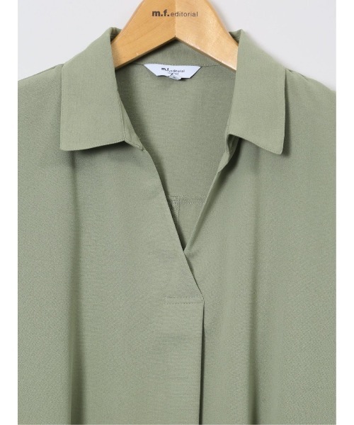 m.f.editorial（エムエフエディトリアル）の「【防シワ ウォッシャブル】m.f.エディトリアル レディース 吸水速乾 7分袖 スキッパー シャツワンピース（ワンピース・レディース・カーキ/ホワイト/ライトグリーン・MEDIUM/LARGE）」の15枚目の写真