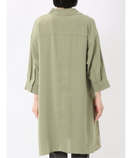 m.f.editorial（エムエフエディトリアル）の「【防シワ ウォッシャブル】m.f.エディトリアル レディース 吸水速乾 7分袖 スキッパー シャツワンピース（ワンピース・レディース・カーキ/ホワイト/ライトグリーン・MEDIUM/LARGE）」の22枚目の写真