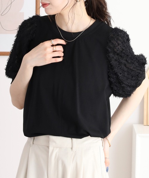 Anna Nicola(アンナニコラ)の「Anna Nicola フリンジシアースリーブ半袖カットソー(Tシャツ/カットソー・レディース・ブラック/ピンク/オフホワイト・38)」の18枚目の写真