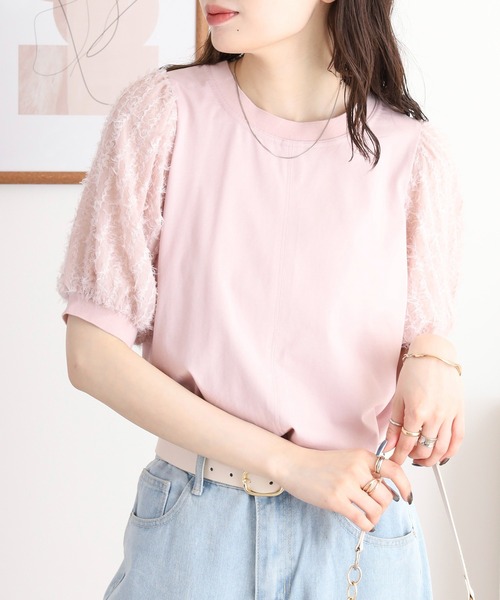 Anna Nicola(アンナニコラ)の「Anna Nicola フリンジシアースリーブ半袖カットソー(Tシャツ/カットソー・レディース・ブラック/ピンク/オフホワイト・38)」の11枚目の写真