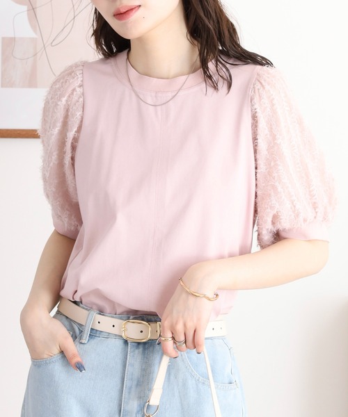 Anna Nicola(アンナニコラ)の「Anna Nicola フリンジシアースリーブ半袖カットソー(Tシャツ/カットソー・レディース・ブラック/ピンク/オフホワイト・38)」の12枚目の写真